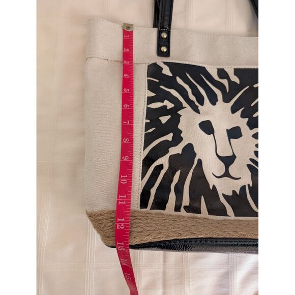 Anne Klein Canvas Tote Bag Patent Leather Handles Rope Trim W/ Accessory Pouches - Picture 13 of 16